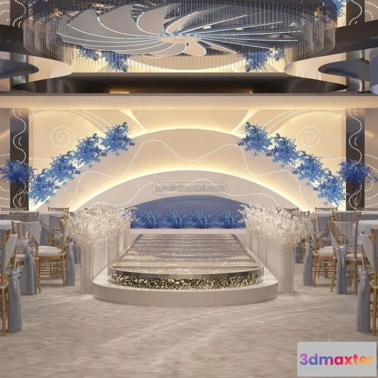 1574446 - Modern Style Interior 3D Blocks and 3D Models - Wedding Hall 3D Scene - 947 3D Max