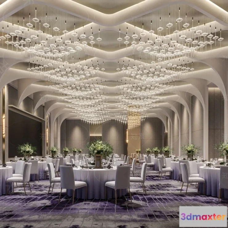 1574450 - Modern Style Interior 3D Blocks and 3D Models - Wedding Hall 3D Scene - 949 3D Max
