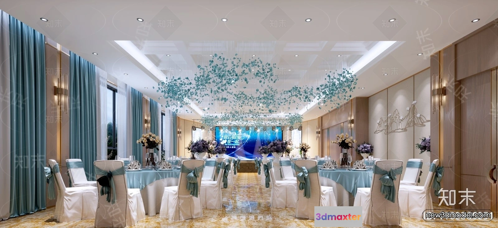 1574466 - Modern Style Interior 3D Blocks and 3D Models - Wedding Hall 3D Scene - 957 3D Max