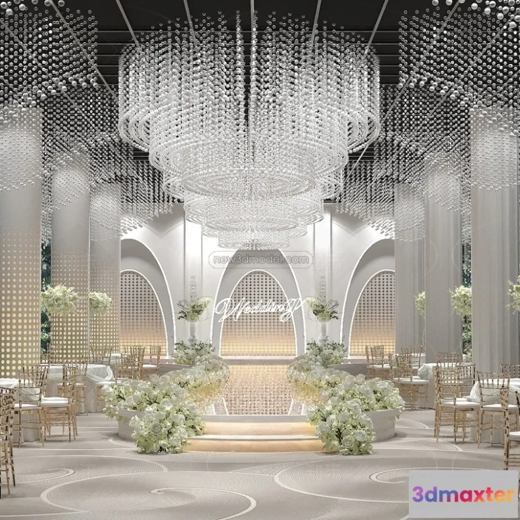 1574472 - Modern Style Interior 3D Blocks and 3D Models - Wedding Hall 3D Scene - 960 3D Max