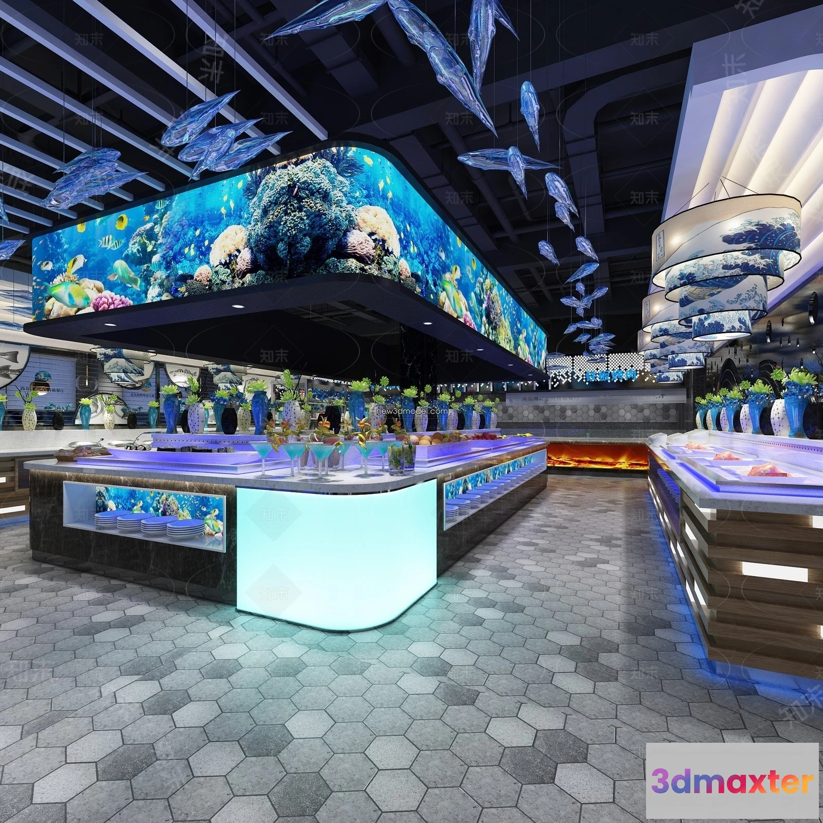 1574744 - Seafood Restaurant 3D Scene - 3D Blocks - 002 3D Max