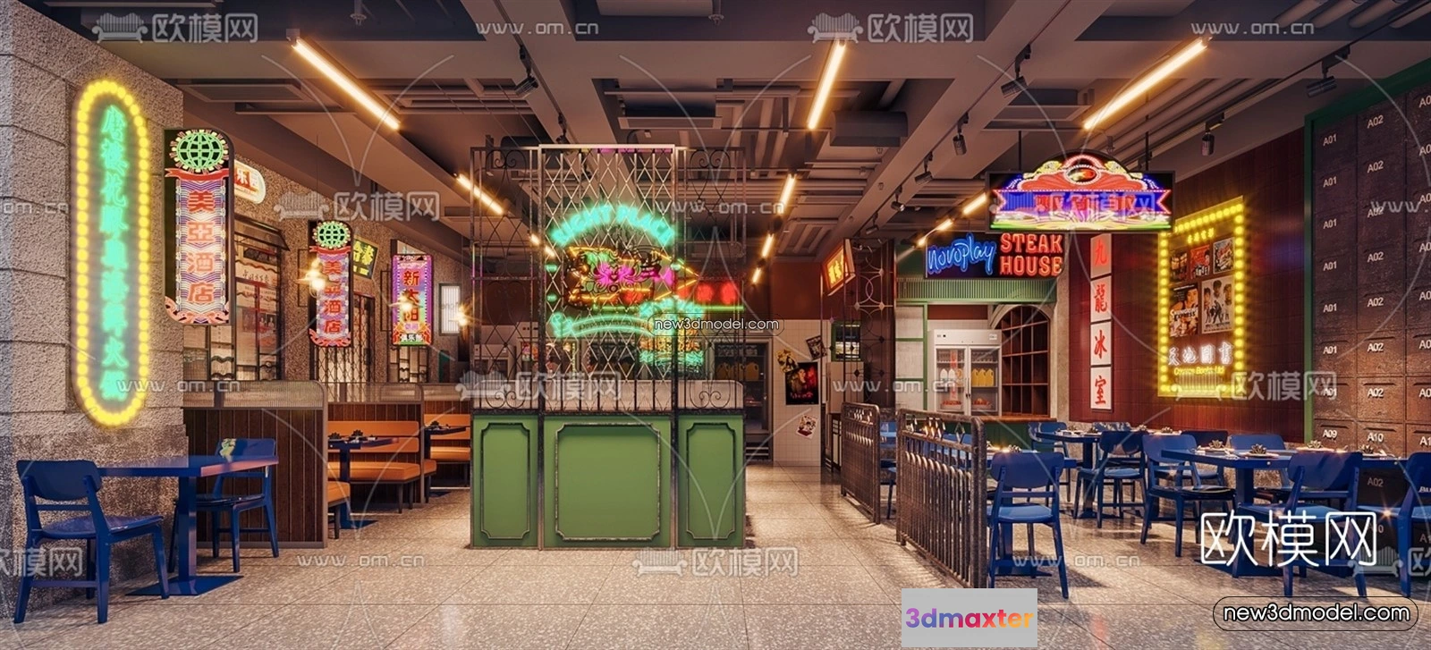 1578406 - Restaurant and Fastfood 3D Scene - 3D Blocks - 065 3D Max