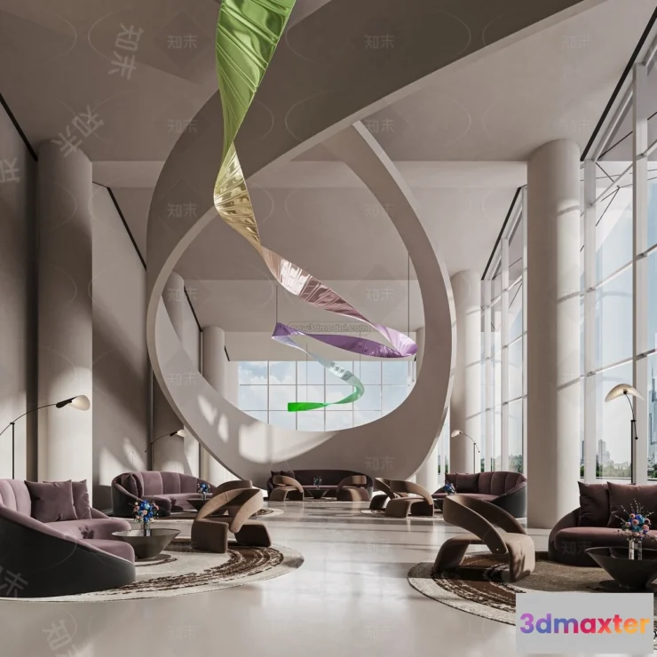 1583545 - Modern Style Interior 3D Blocks and 3D Models - Lobby 3D Scene - 899 3D Max