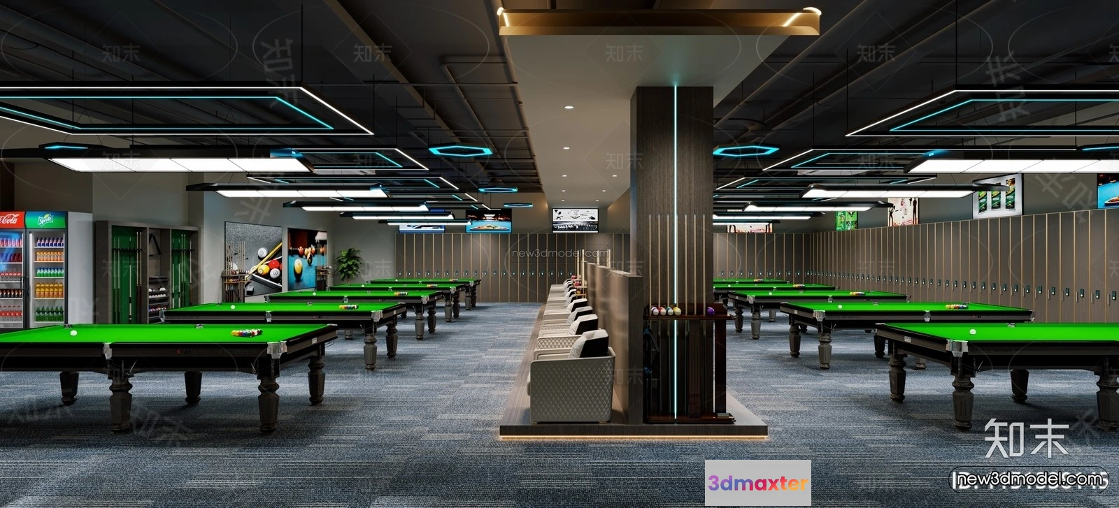 1584285 - Modern Style Interior 3D Blocks and 3D Models - Billard 3D Scene - 772 3D Max