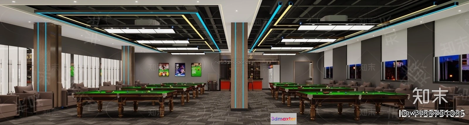 1584329 - Modern Style Interior 3D Blocks and 3D Models - Billard 3D Scene - 794 3D Max