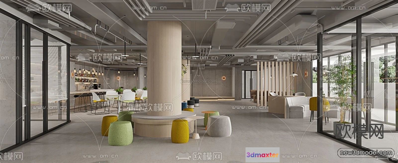 1584449 - Modern Style Interior 3D Blocks and 3D Models - Coffee Shop 3D Scene - 866 3D Max