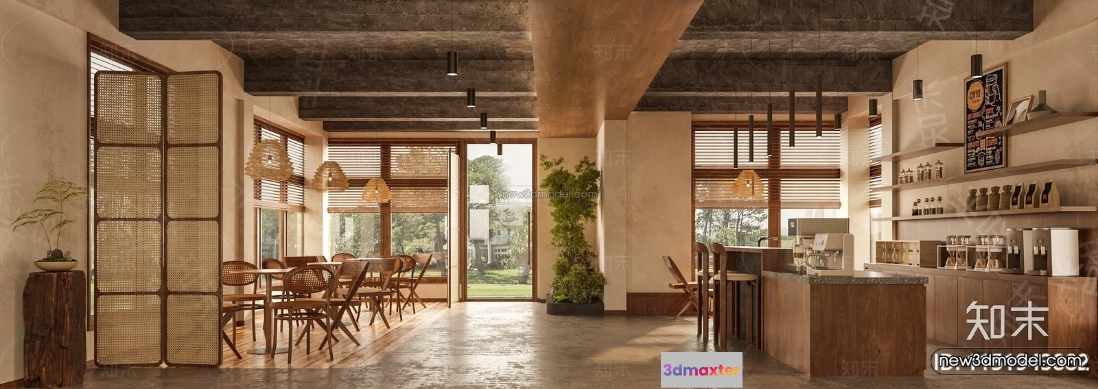 1584453 - Modern Style Interior 3D Blocks and 3D Models - Coffee Shop 3D Scene - 868 3D Max