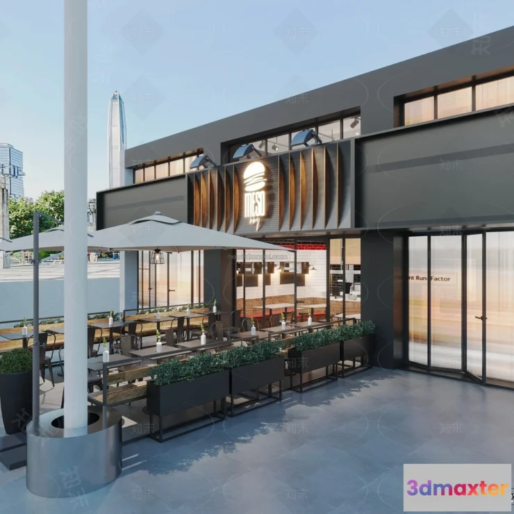 1584471 - Modern Style Interior 3D Blocks and 3D Models - Container Coffee Shop 3D Scene - 877 3D Max