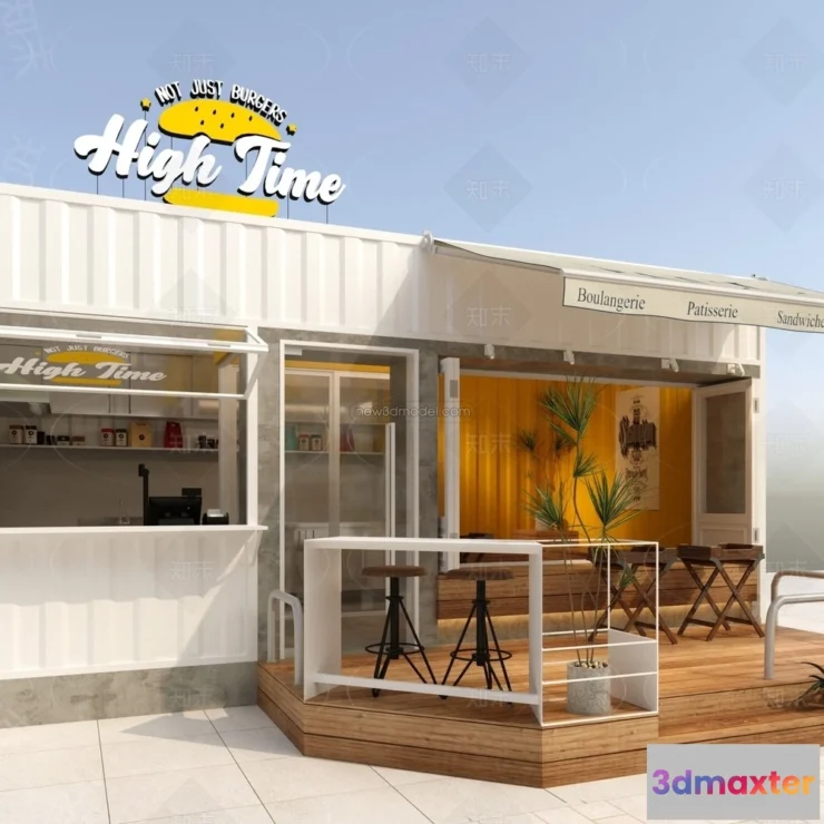 1584477 - Modern Style Interior 3D Blocks and 3D Models - Container Coffee Shop 3D Scene - 880 3D Max