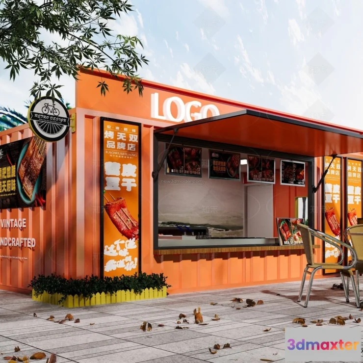 1584479 - Modern Style Interior 3D Blocks and 3D Models - Container Coffee Shop 3D Scene - 881 3D Max