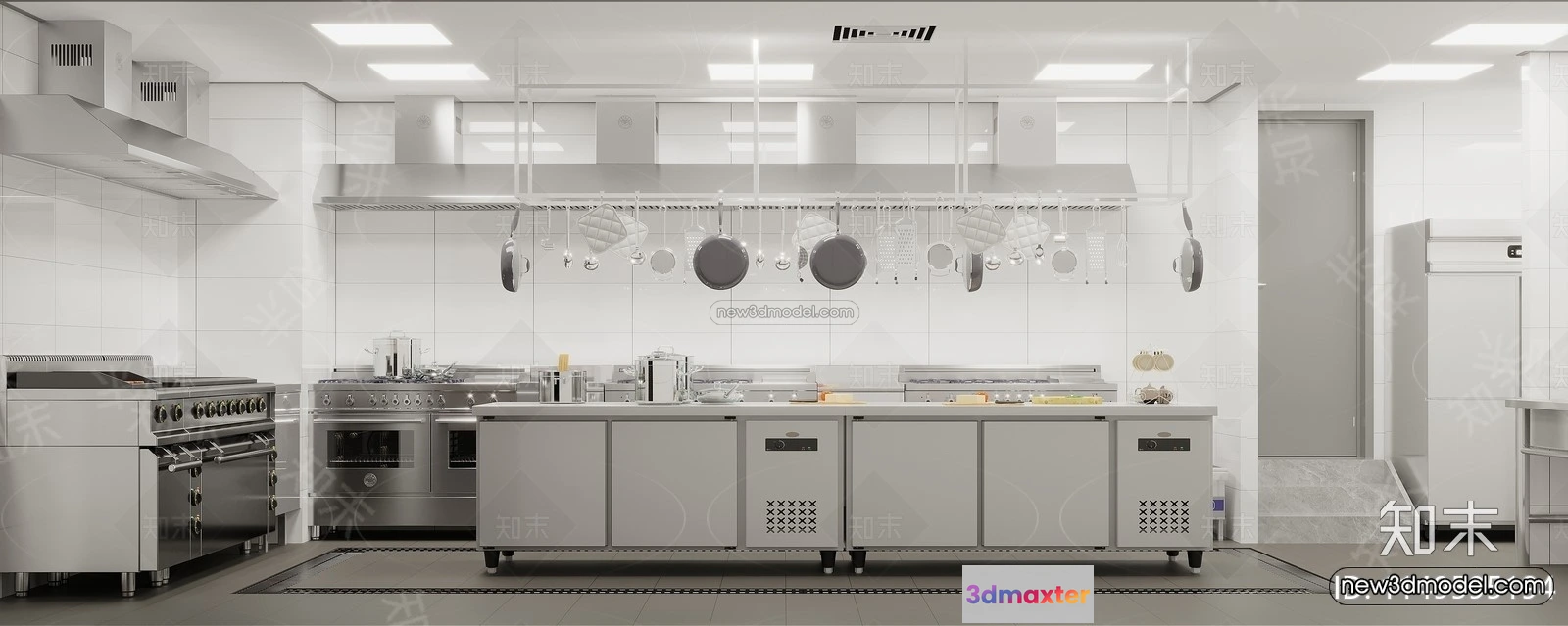 1584687 - Modern Style Interior 3D Blocks and 3D Models - Restaurant Kitchen 3D Scene - 891 3D Max