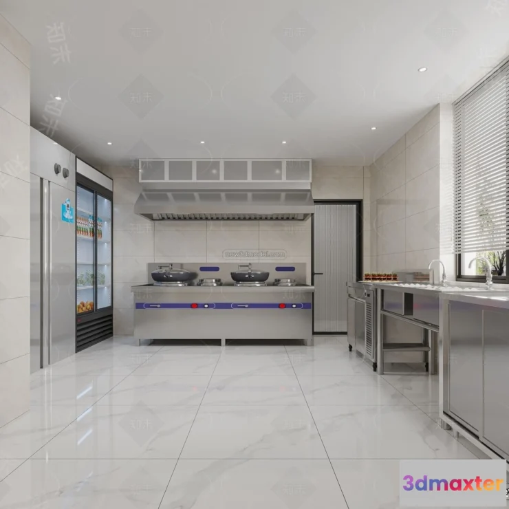 1584689 - Modern Style Interior 3D Blocks and 3D Models - Restaurant Kitchen 3D Scene - 892 3D Max