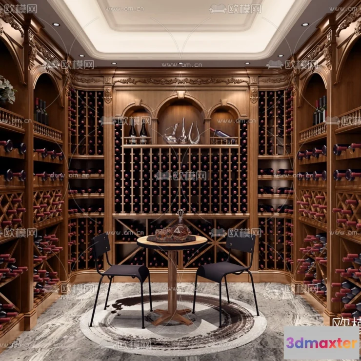 1685868 - Wine Cellar 3D Model - Wine Cabinet - 008 - VRAY Render 3D Max