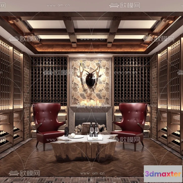 1685870 - Wine Cellar 3D Model - Wine Cabinet - 009 - VRAY Render 3D Max