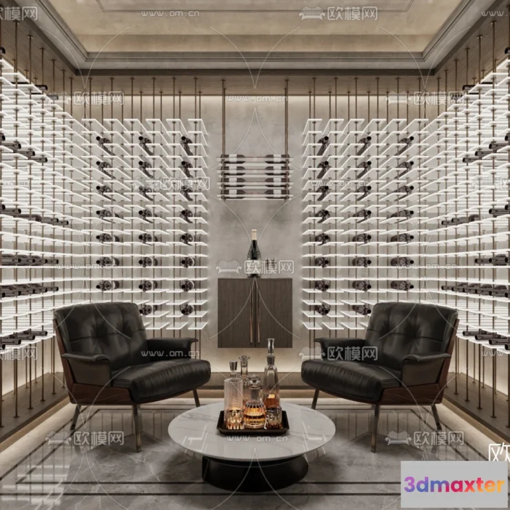 1685896 - Wine Cellar 3D Model - Wine Cabinet - 022 - CORONA Render 3D Max
