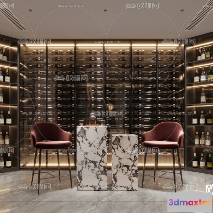 1685902 - Wine Cellar 3D Model - Wine Cabinet - 025 - CORONA Render 3D Max