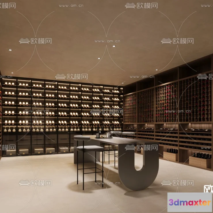 1685916 - Wine Cellar 3D Model - Wine Cabinet - 032 - CORONA Render 3D Max