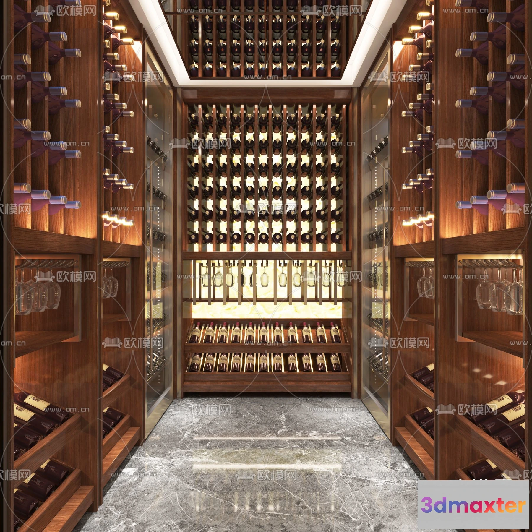 1685922 - Wine Cellar 3D Model - Wine Cabinet - 035 - VRAY Render 3D Max