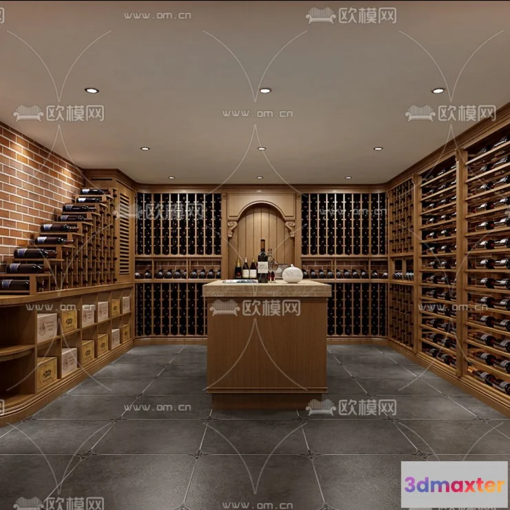 1685926 - Wine Cellar 3D Model - Wine Cabinet - 037 - VRAY Render 3D Max