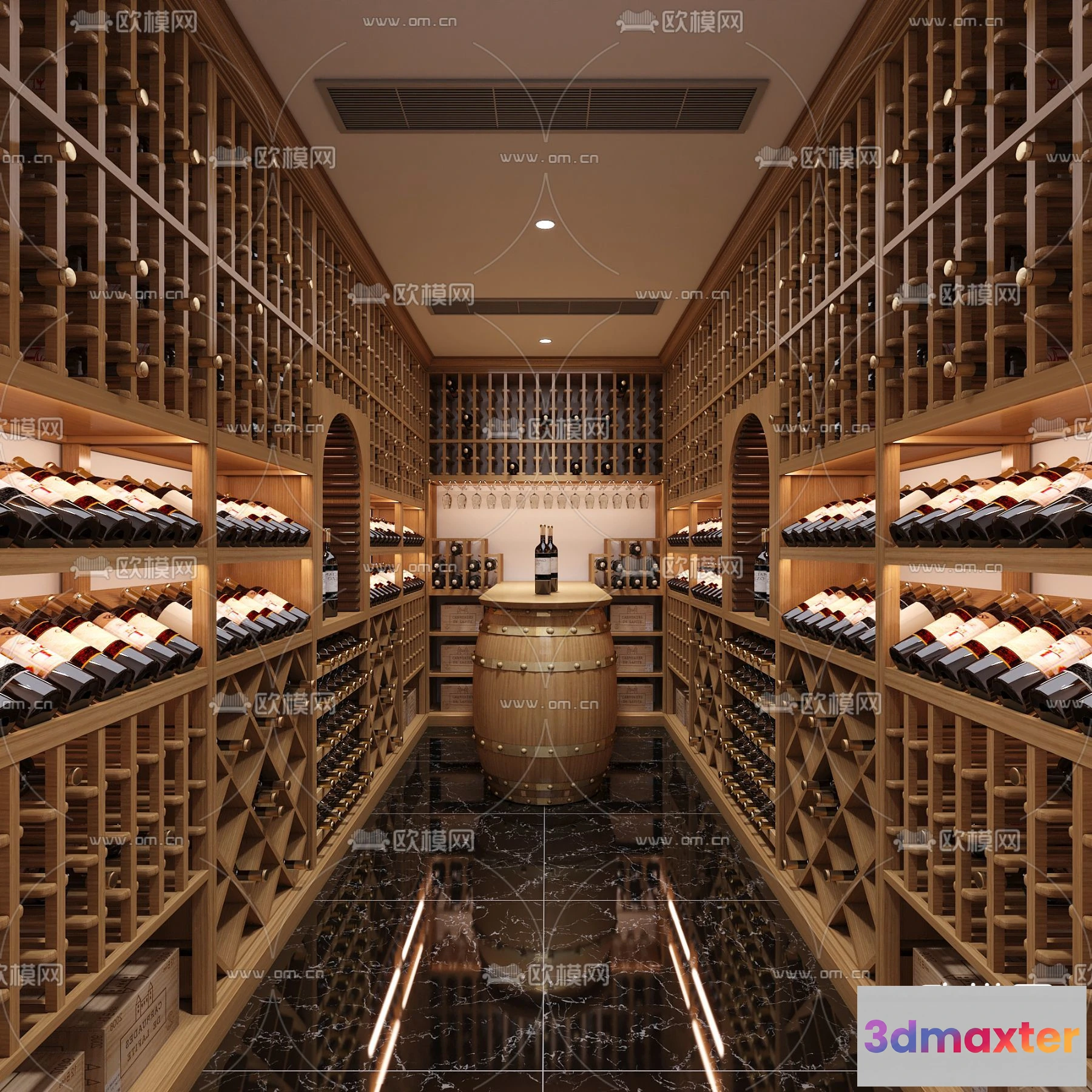 1685942 - Wine Cellar 3D Model - Wine Cabinet - 045 - VRAY Render 3D Max