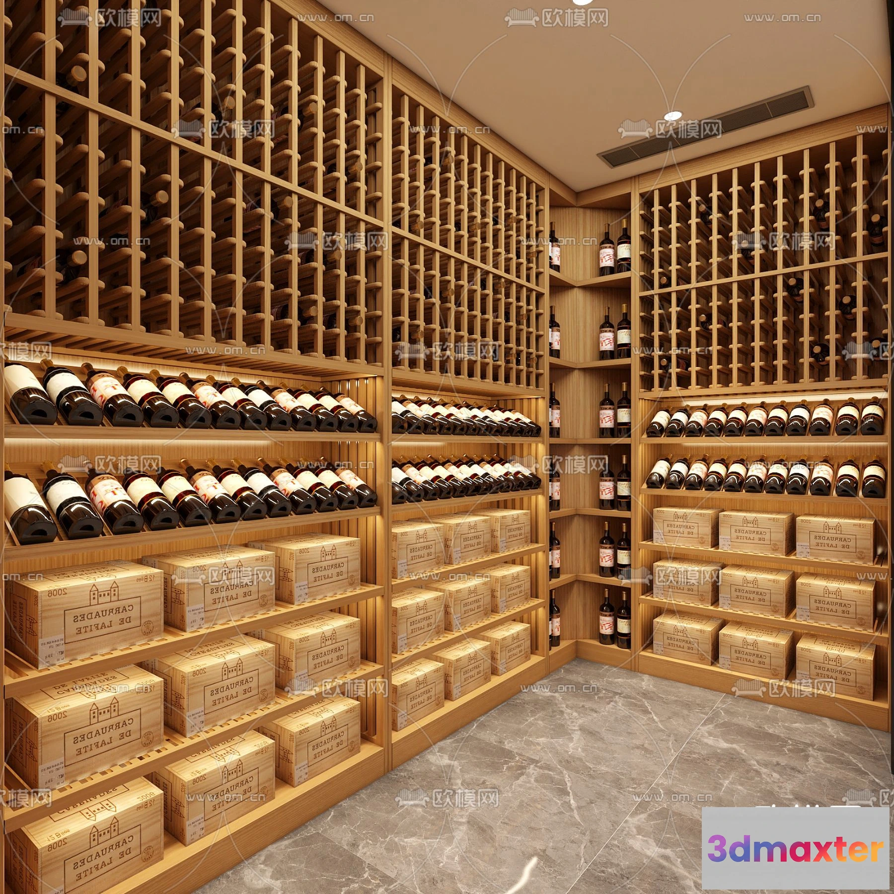 1685958 - Wine Cellar 3D Model - Wine Cabinet - 053 - VRAY Render 3D Max