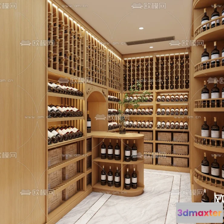 1685960 - Wine Cellar 3D Model - Wine Cabinet - 054 - VRAY Render 3D Max