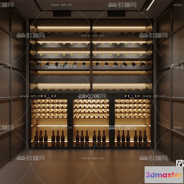 1685970 - Wine Cellar 3D Model - Wine Cabinet - 059 - CORONA Render 3D Max