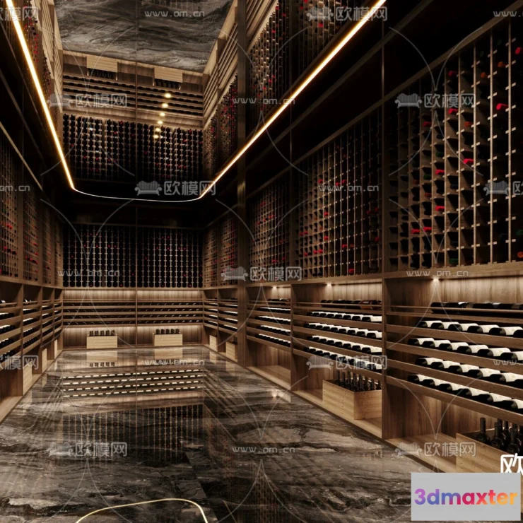 1685984 - Wine Cellar 3D Model - Wine Cabinet - 066 - CORONA Render 3D Max