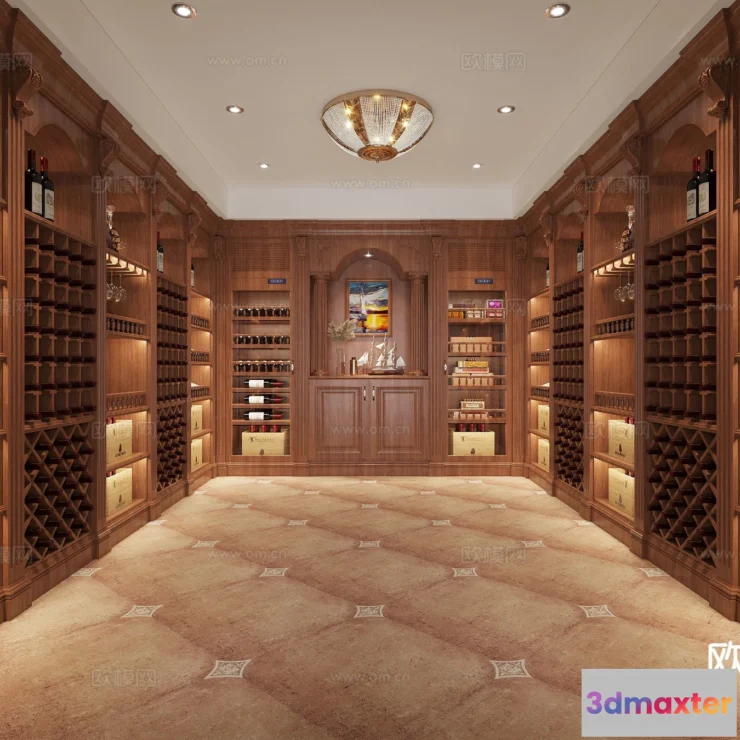 1685990 - Wine Cellar 3D Model - Wine Cabinet - 069 - CORONA Render 3D Max