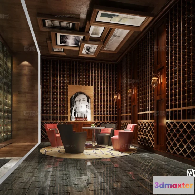 1685996 - Wine Cellar 3D Model - Wine Cabinet - 072 - VRAY Render 3D Max