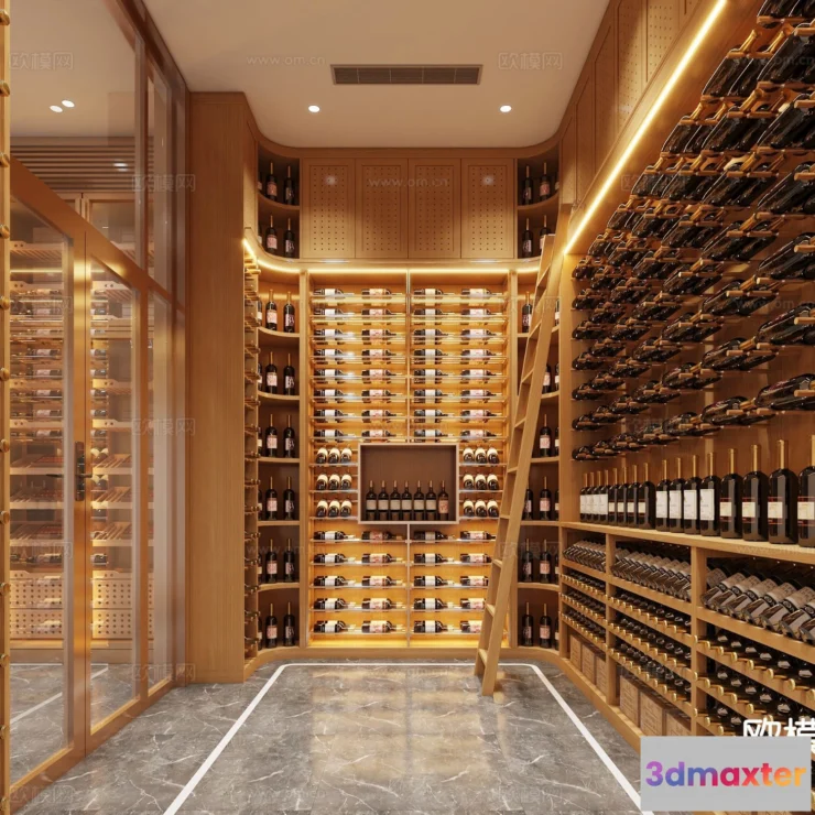 1686008 - Wine Cellar 3D Model - Wine Cabinet - 078 - VRAY Render 3D Max