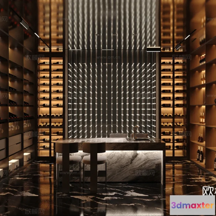 1686044 - Wine Cellar 3D Model - Wine Cabinet - 096 - CORONA Render 3D Max