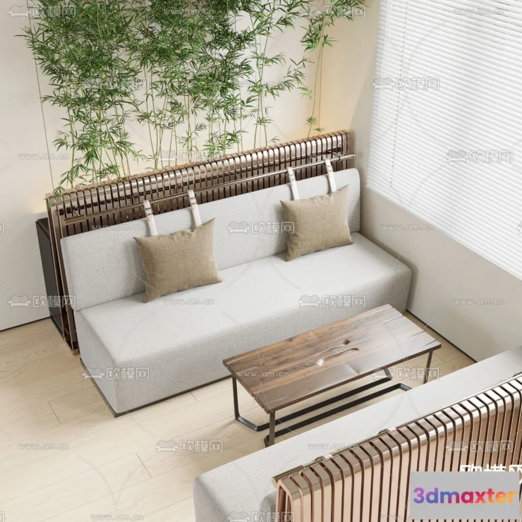 1687748 - Coffee Table and Armchair Sets - 3D Models - Cafe Interior 3D Scenes - 012 - VRAY Render 3D Max