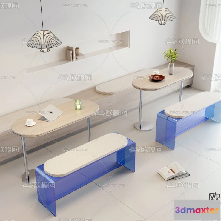 1687752 - Coffee Table and Armchair Sets - 3D Models - Cafe Interior 3D Scenes - 014 - VRAY Render 3D Max