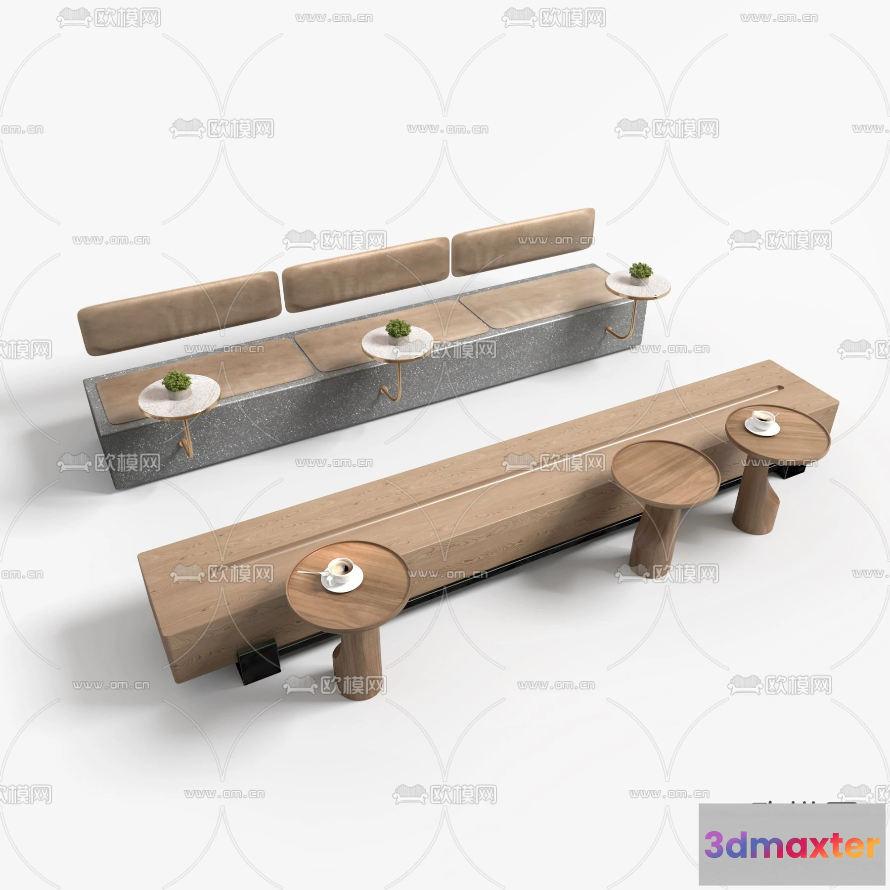 1687776 - Coffee Table and Armchair Sets - 3D Models - Cafe Interior 3D Scenes - 026 - VRAY Render 3D Max