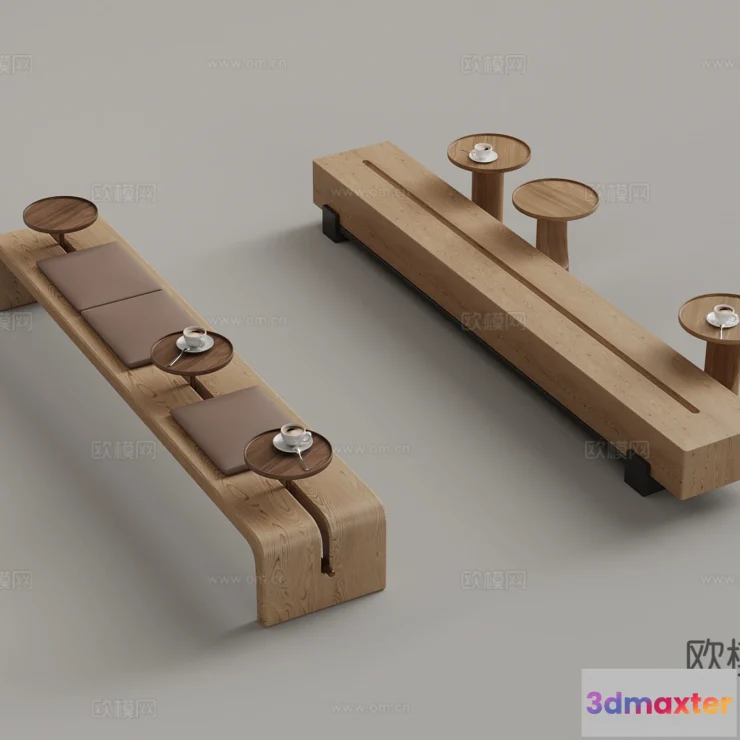 1687866 - Coffee Table and Armchair Sets - 3D Models - Cafe Interior 3D Scenes - 071 - VRAY Render 3D Max