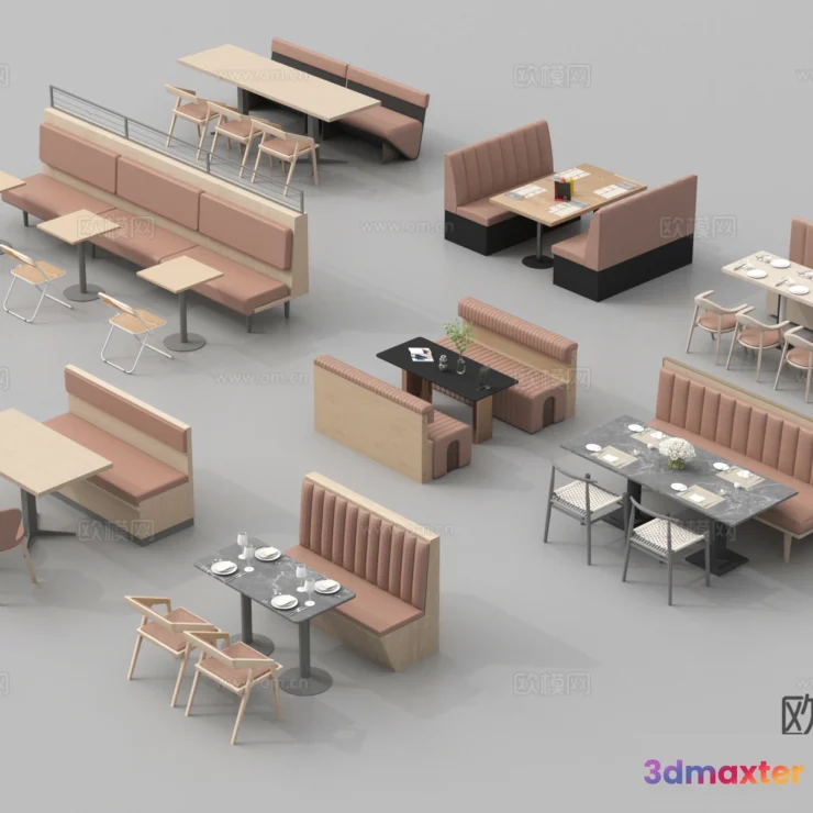 1687896 - Coffee Table and Armchair Sets - 3D Models - Cafe Interior 3D Scenes - 086 - VRAY Render 3D Max