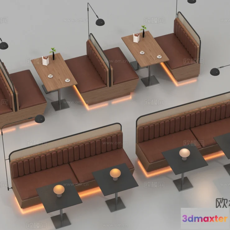 1687902 - Coffee Table and Armchair Sets - 3D Models - Cafe Interior 3D Scenes - 089 - VRAY Render 3D Max