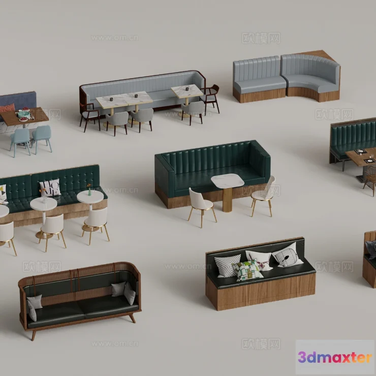 1687904 - Coffee Table and Armchair Sets - 3D Models - Cafe Interior 3D Scenes - 090 - VRAY Render 3D Max