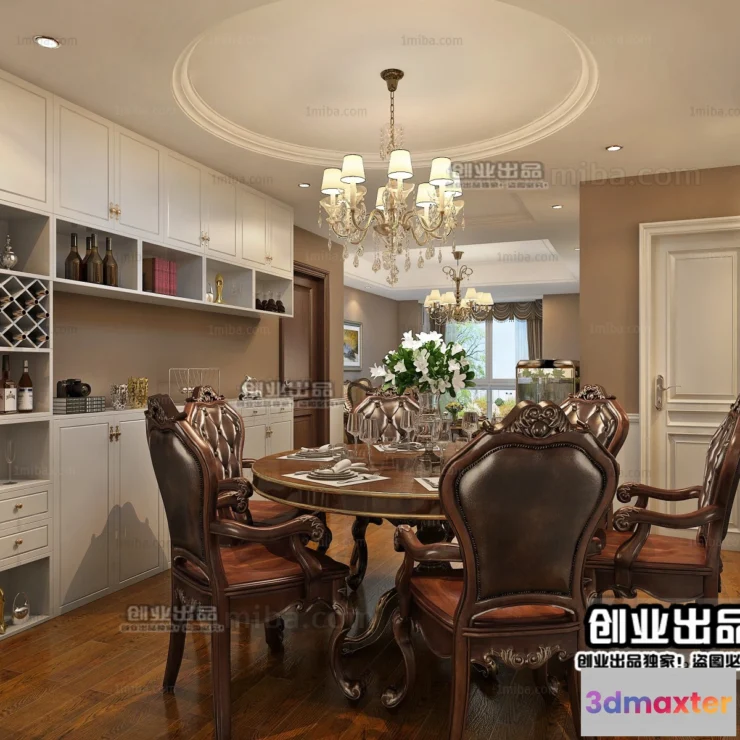 1366892 - Dining Room 3D Interior Scene Model - European Style - 002 3D Max