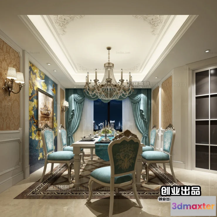 1367306 - Dining Room 3D Interior Scene Model - European Style - 008 3D Max