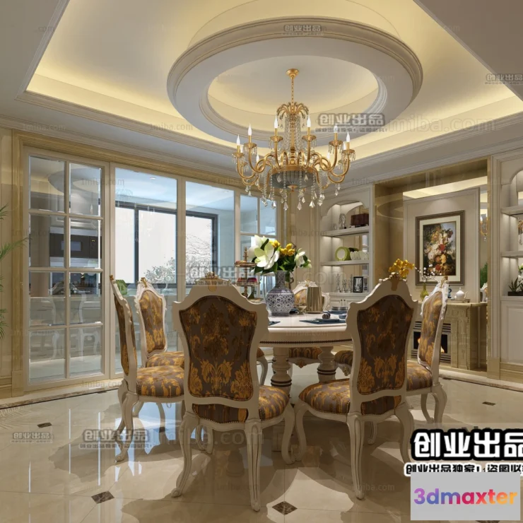 1367521 - Dining Room 3D Interior Scene Model - European Style - 011 3D Max
