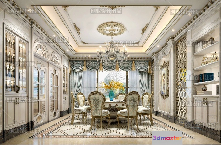 1367647 - Dining Room 3D Interior Scene Model - European Style - 013 3D Max