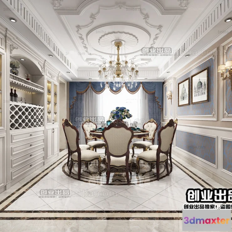 1367724 - Dining Room 3D Interior Scene Model - European Style - 014 3D Max