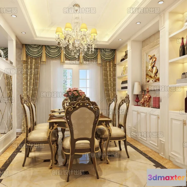 1367928 - Dining Room 3D Interior Scene Model - European Style - 017 3D Max