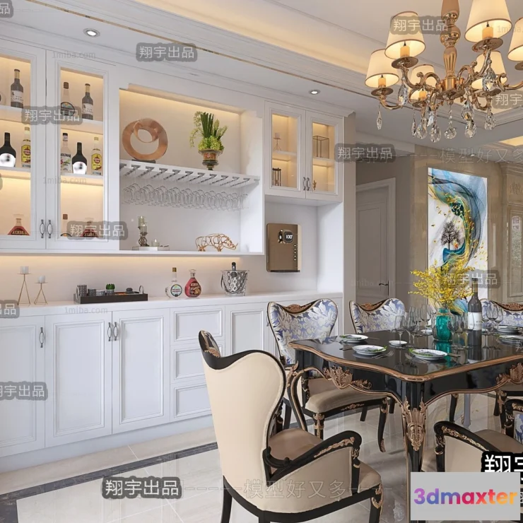 1367988 - Dining Room 3D Interior Scene Model - European Style - 018 3D Max