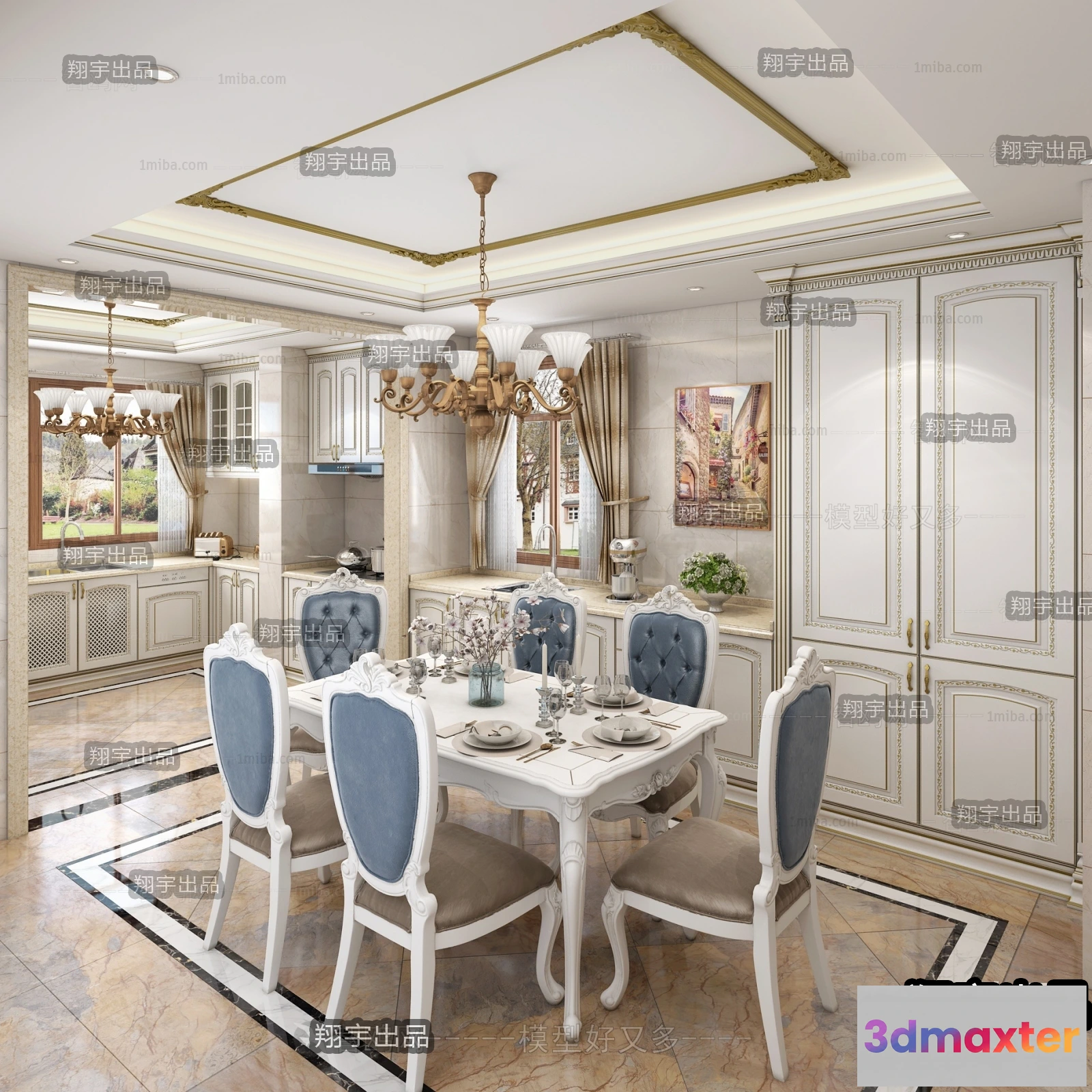 1368125 - Dining Room 3D Interior Scene Model - European Style - 020 3D Max