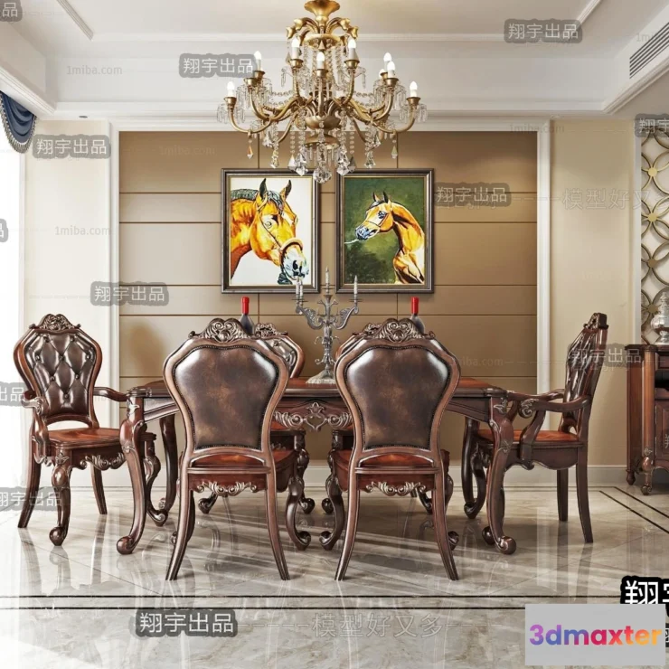 1368333 - Dining Room 3D Interior Scene Model - European Style - 023 3D Max
