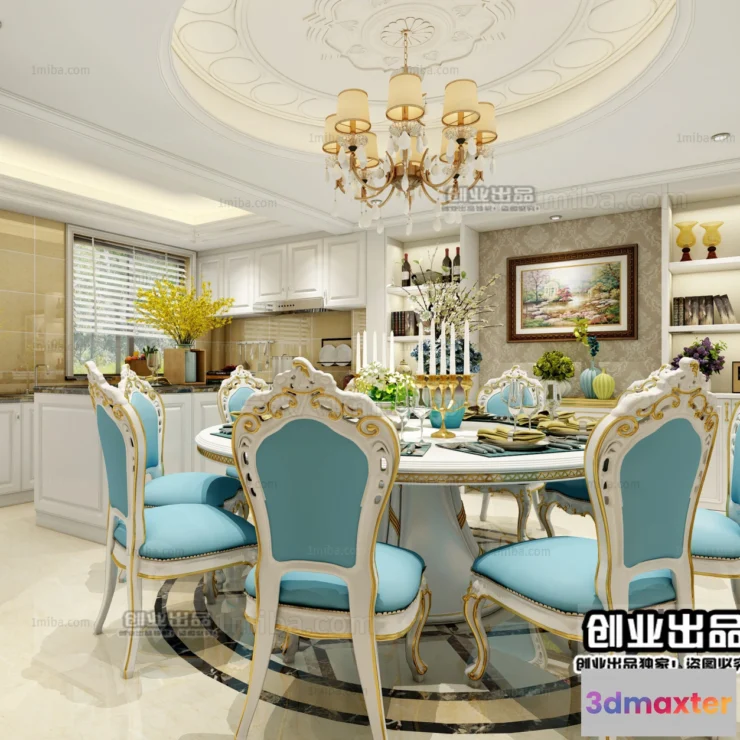 1368395 - Dining Room 3D Interior Scene Model - European Style - 024 3D Max