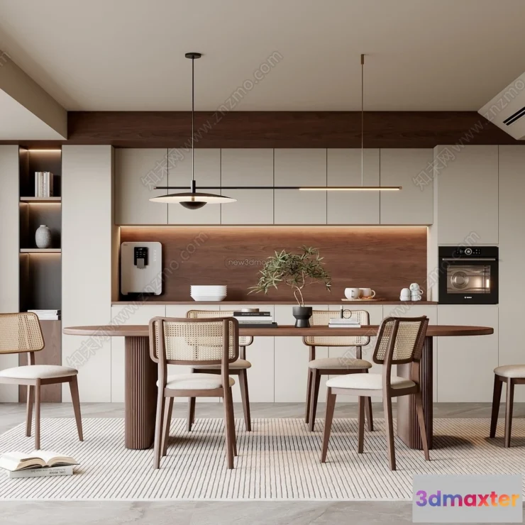 1368988 - Dining Room 3D Interior Scene Model - Wabi Sabi Style - 052 3D Max